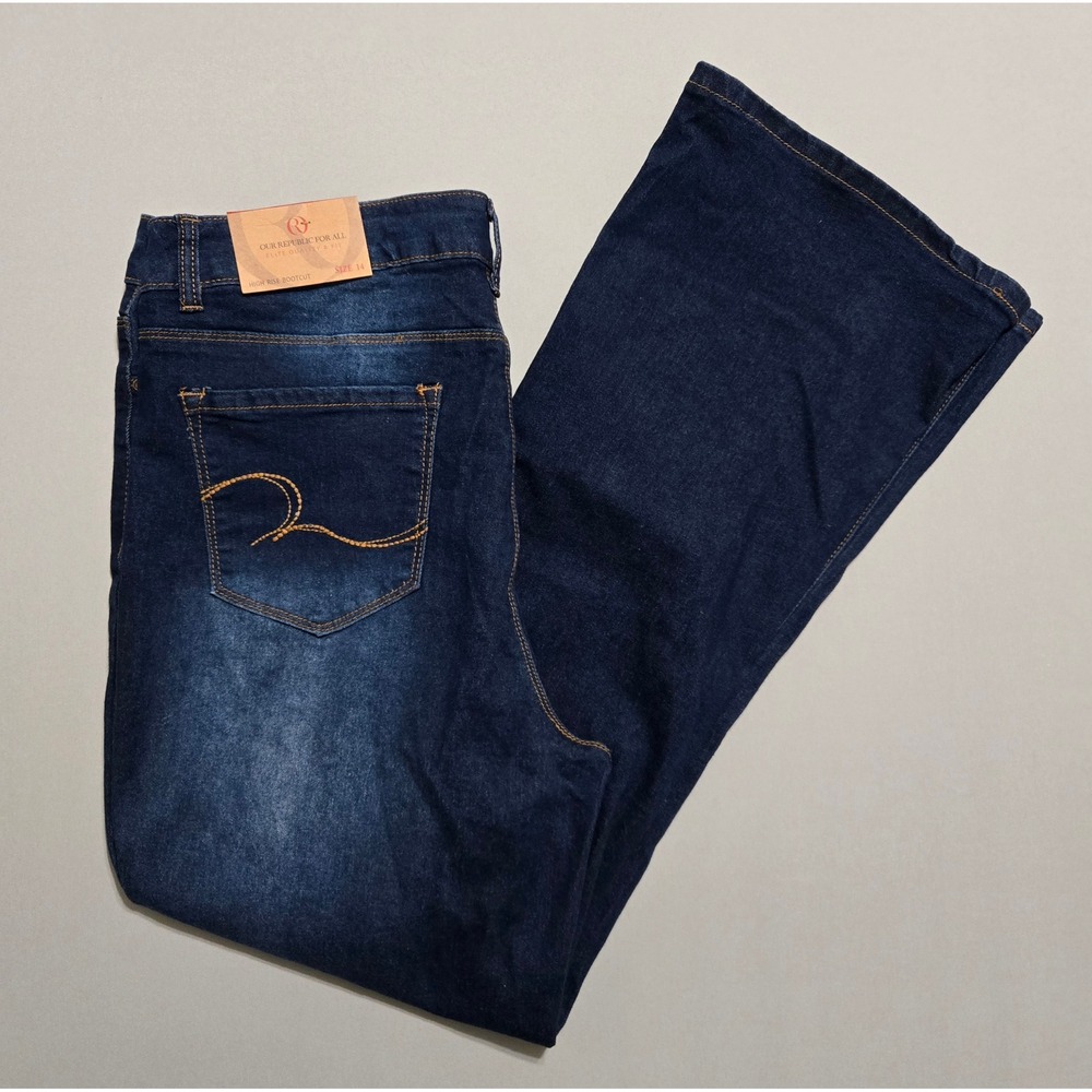 Our Republic For All Jeans Bootcut Women Size 14 Dark Wash High Rise Stretch NWT